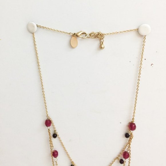 Express Necklace Tiered Layered Beads Gold Tone - Picture 4 of 7